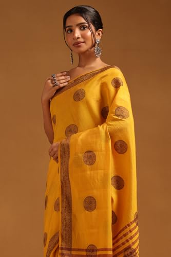 Soch Womens Yellow Art Silk Woven Design Saree