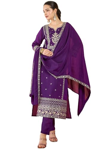 Varanga Women Kurta With Zari Embroidered Yoke And Border, Paired With Solid Trousers And A Matching Bordered Dupatta.