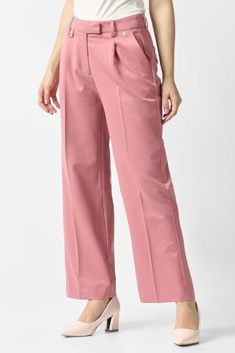 Van Heusen Women Pink Solid Formal Regular Fit Trousers