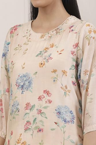 Biba Women Beige Viscose Blend Straight Suit Set_34