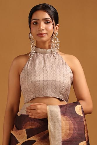Soch Womens Brown Tussar Digital Printed Saree