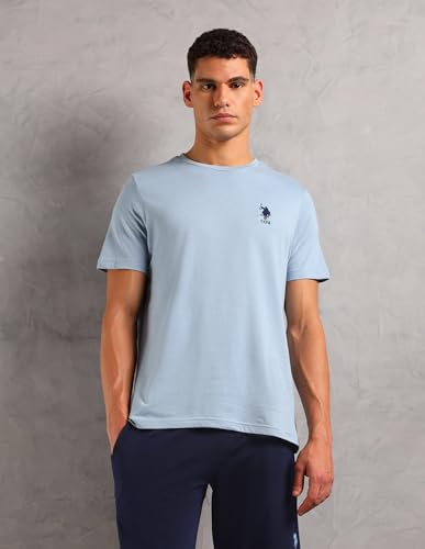 U.S. Polo ASSN. Mens Solid Cotton Sleep Sets(Dusty Blue| Navy XL