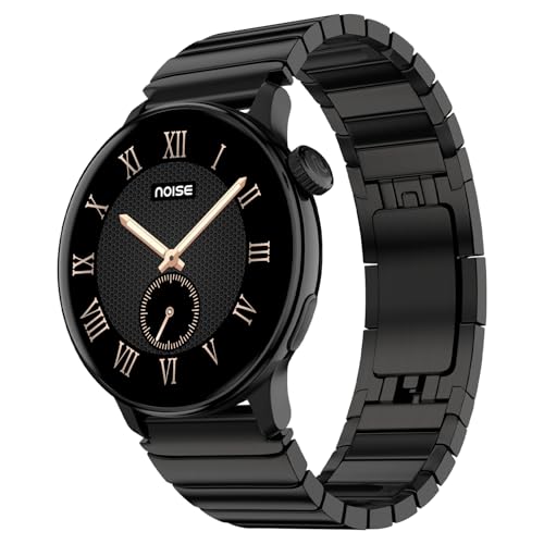 Noise Pro 6R 1.46" AMOLED Smart Watch, 1000 NITS, Powered by AI Pro, Built-in GPS, Strava Integration, Stainless Steel Dial, Video Watch Faces, 3ATM, Emergency SOS, TWS Connectivity-Chrome Black