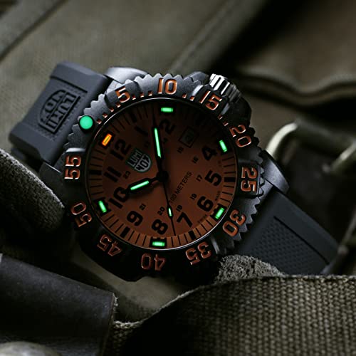 Luminox - G Sea Lion - Mens Watch - 44mm / 38mm - Military Watch Date Function - 100m Water Resistant - Mens Watches - Swiss Made - Different Variations and Size, Dial: Orange, Numbers: Black, Case