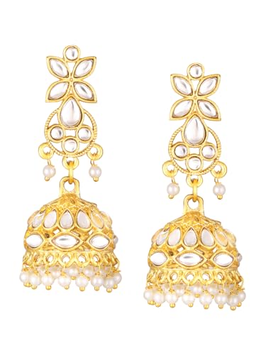 OOMPH Jewellery Kundan Jadau Ethnic Choker Necklace Set - with Jhumka Earrings & Maangtikka For Women & Girls Stylish Latest (DPSET151_Z)- For Women & Girls Stylish Latest