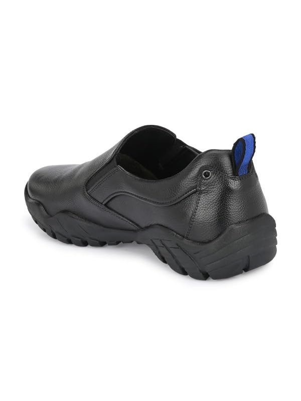 HITZ Men's Black Leather Slip-On Formal Shoes