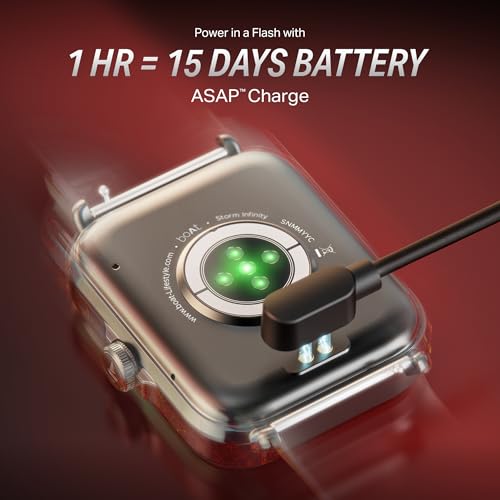 boAt New Launch Storm Infinity w/15 Days Extensive Battery fueled by Huge 550mAh Battery, Fast Charge, Sports Strap,1.83”(4.65cm)HD Display, Functional Crown Smart watch for Men & Women (Sports Black)