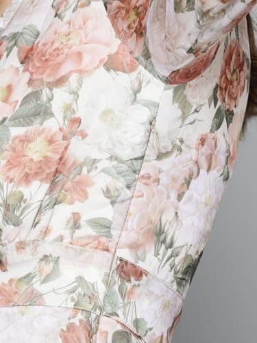 SASSAFRAS Beige Floral Chiffon Frill Hem Dress
