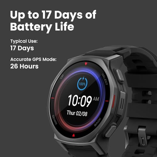 Amazfit T-Rex 3 Pro Outdoor Smart Watch 44mm Sapphire AMOLED Display with Flashlight, Ti Bezel, Dual Band GPS, Offline Maps, 17 Days Battery, 10 ATM, 180+ Sports Mode for Android & iPhone, Arctic Gold