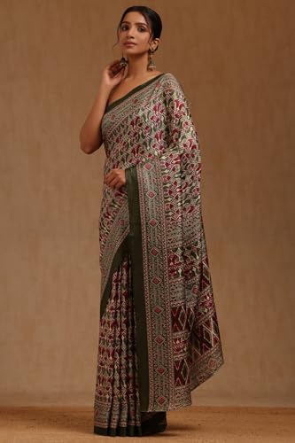 Soch Womens Green Art Silk Ethnic Motifs Saree