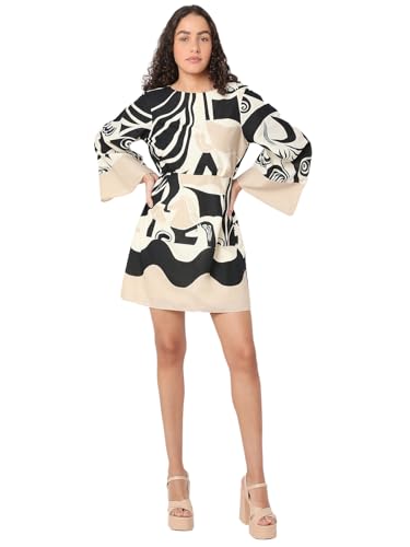 VERO MODA Women's Fit and Flare Beige Dress