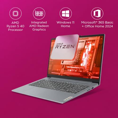 Lenovo IdeaPad Slim 3 AMD Ryzen 5 40 15.6" (39.6cm) FHD Thin and Light Laptop (16GB RAM/512GB SSD) Care