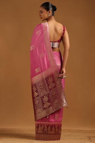 Soch Womens Lavender Dola Silk Ethnic Motifs Zari Woven Saree
