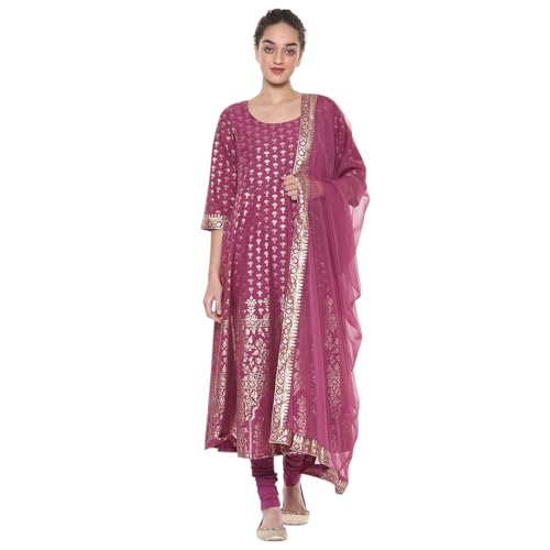 Biba Women Plum Cotton A-Line Suit Set_40