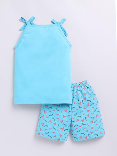 MI Kidz Pure Cotton Jhablas/Vests with Shoulder Straps and Half Pant Set for Infants