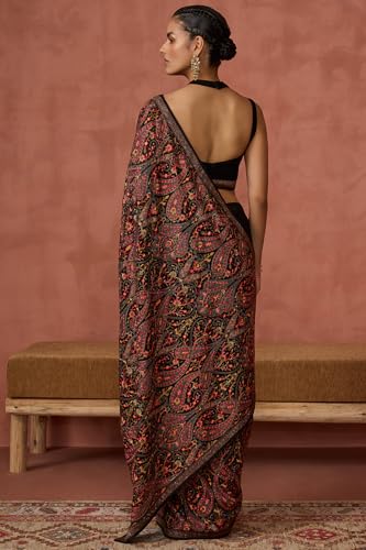 Soch Womens Black Georgette Embroidered Saree