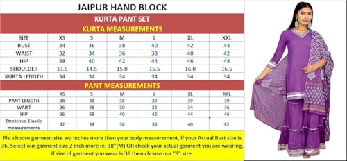 JAIPUR HAND BLOCK Women's Sharara Salwar Suit Set Navratri Diwali Karwa chauth (Purple, XXL) S114