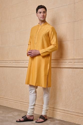 TASVA Yellow All Over Floral Embroidered Kurta Set| Size: 3XL