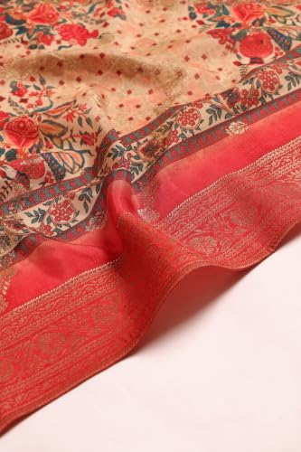 Soch Womens Rust Brocade Botanical Woven Zardosi Salwar Suit