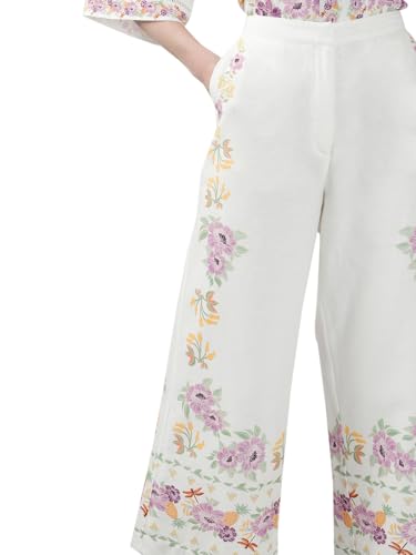 VERO MODA Women's Straight Fit High Rise White Pants