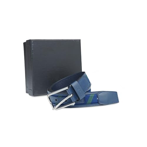 United Colors of Benetton Men's Belt Cyralis - Navy | Webbing Hybrid | Brushed Nickel Pin Buckle | 3.5Cm Width | Size - S 80Cm