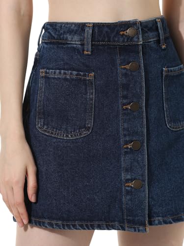 ONLY Women Washed Cotton Blend High Rise Blue Skort