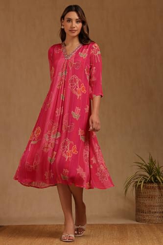 Soch Women's Chinon Maxi Dress (EWA5KU61497 Fuchsia