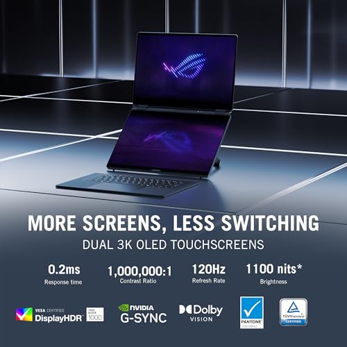 ASUS ROG Zephyrus Duo 16 (2026),Intel Core Ultra 9 386H (Series 3),RTX 5090-24GB,64GB RAM,2TB SSD,3K OLED,16"(40 cm),120Hz,Win 11,M365 Basic(1Y),Office 24,Grey,2.8 Kg,GX651AX-SR099WS,Gaming Laptop