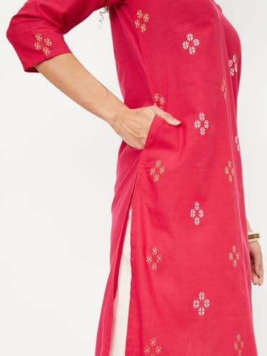 Max Women's Cotton Regular Kurta (PEPKFE24SE_Pink