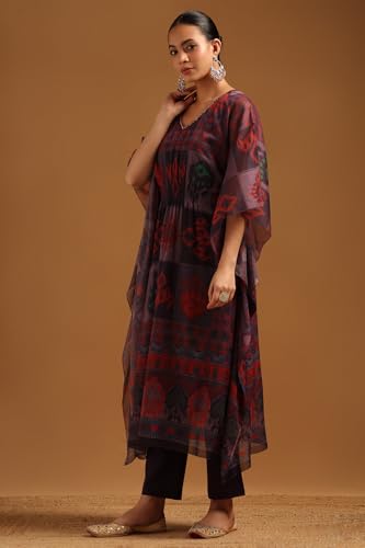 Soch Womens Purple Chiffon Ethnic Motifs Kaftan Suit