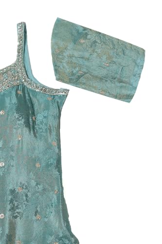 Soch Women Turquoise Blue Tissue Embroidered Suit Set with Sequins