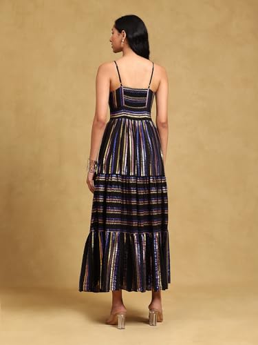 Label RITU KUMAR Black Striped Dress