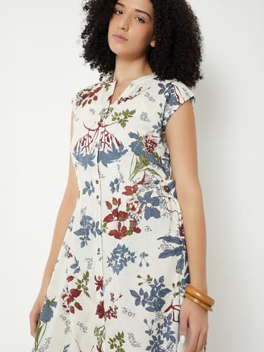 Max Kalki x Max Women Printed Midi Dress (Beige_XL)