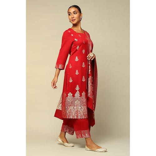 Rangriti Women's Acrylic Kurta Set (WNTRWR19625AW24RED_Red