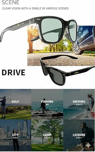 Aeoss Wicue E-Touch Instant Dimming Sunglasses with 5-Level Slide-to-Dim Brightness Control | Polarized Photochromic Lens UV Protection & Magnetic Charging | Stylish Black Frame for Men & Women