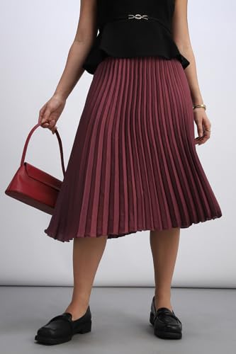 Women Maroon Solid Formal Skirt