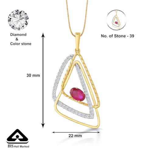 P.N.Gagdil Jewellers 14 Karat Yellow Gold & Diamond Certified Gold Casual Pendant For Women DIDP0105 IJ/SI