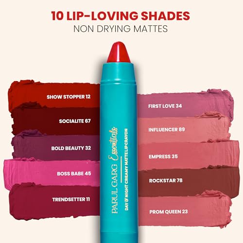 Parul Garg Beauty Creamy Matte Lip Crayon | Soft Matte & Hydrating Formula with Almond Oil & Vitamin E | Rich Pigment & Comfortable Wear | 100% Vegan (Influencer)