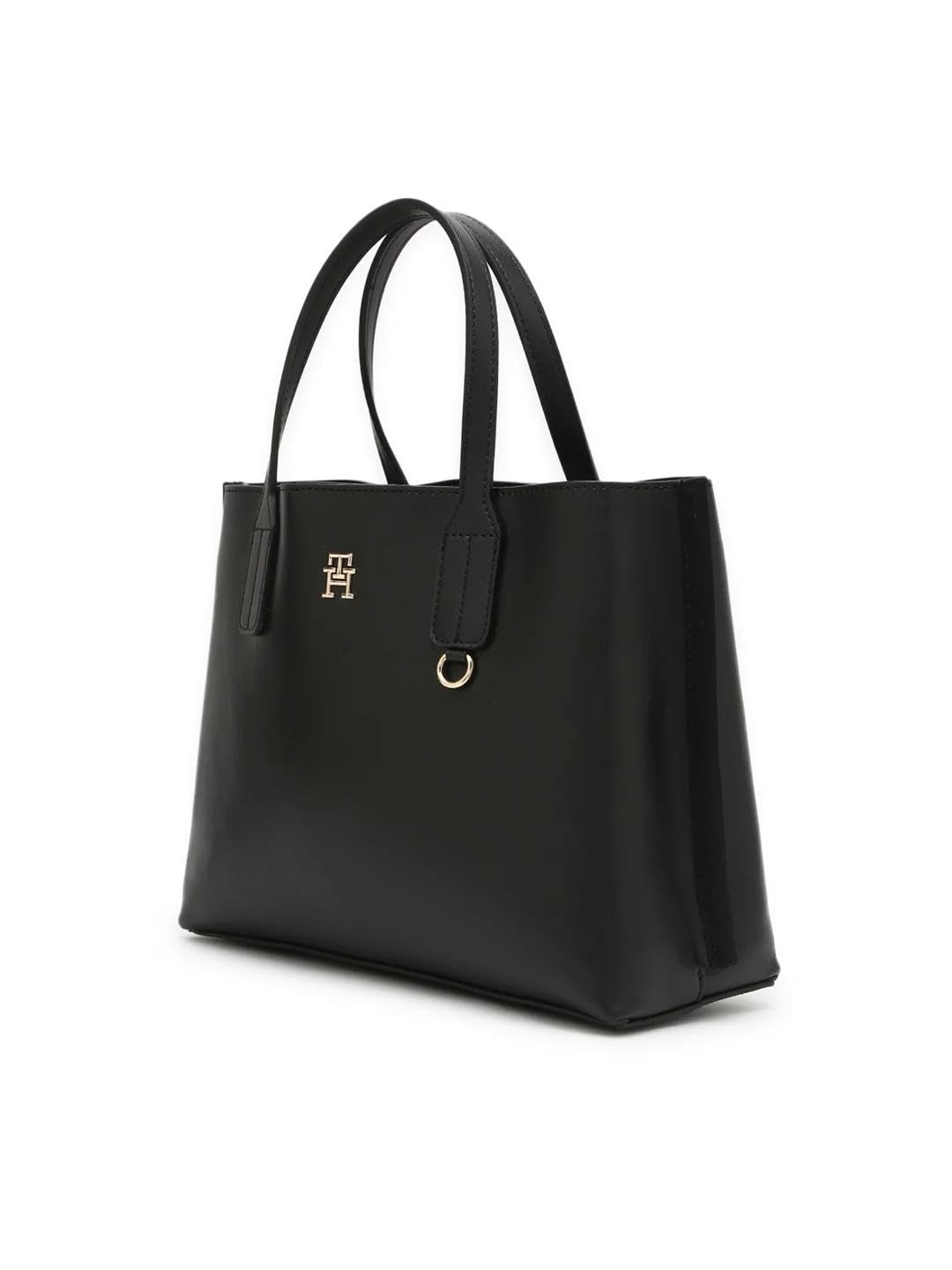 Tommy Hilfiger Solid Black Pu Handbags