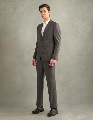 Arrow Men's Checked Tailored Fit Dobby Suit Brown