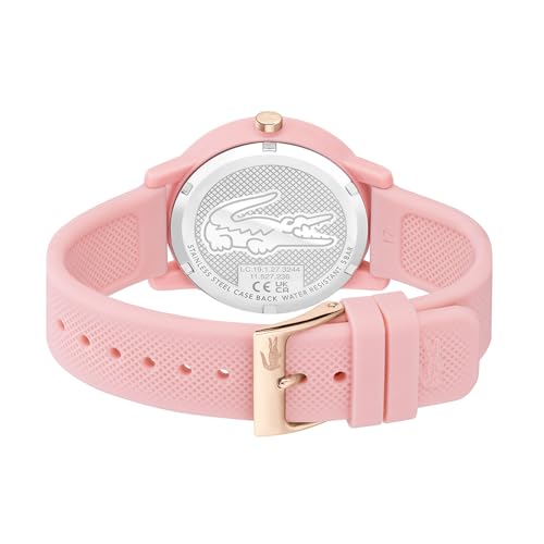 Lacoste 12.12 Ladies Qtz Basic Pink Round Dial Women's Watch|Pink Silicone Material|Multi Color Band - 2001213