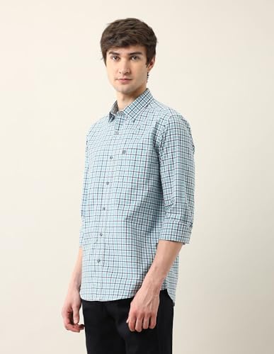 Arrow Sports Men's Checkered Slim Fit Shirt (ASAJSH1362_Green