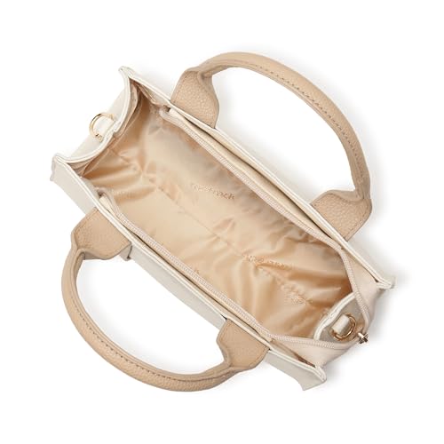 Fastrack Chic Beige Satchel Bag | Faux Leather Structured Handbag with Zip Closure | Roomy Compartment with Organizer Pockets | Dual Carry Satchel with Top Handles & Detachable Strap