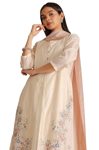 Soch Women's Chanderi Kurta Set (EWA5CD22051_Off White