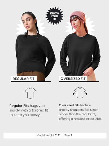 Bewakoof Women's Striped Oversized Fit Full Sleeve Round Neck Acrylic Sweater_680214_White_M