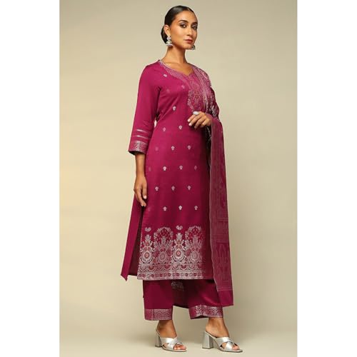 Rangriti Women's Acrylic Kurta Set (WNTRWR19626AW24PHLSA_Phalsa