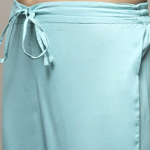 BIBA WOMEN YARNDYED NARROW SALWAR KURTA DUPATTA(SKDSKD7456E_TURQUOISE_40)