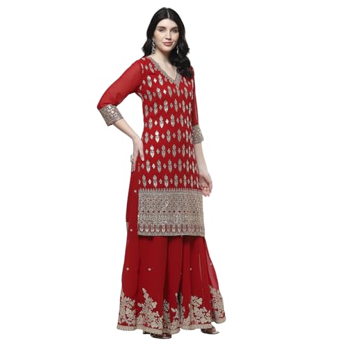 Biba Women's Polyester Kurta Set (SKDMEWAR10864SS25RED_Red