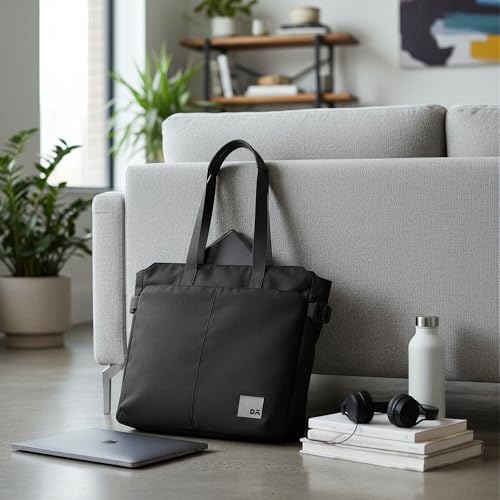 DailyObjects Recycled PET Dual Color Key Tote Bag For Women & Girls | Stylish Ladies Purse for Everyday Essentials | Fits any Laptop Upto 15.6 Inch | Padded Laptop Compartment - (Space Black)