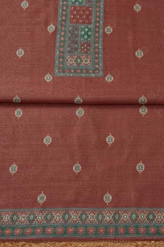 Soch Womens Earth Art Silk Ethnic Motifs Unstitched Dress Material With Sequins